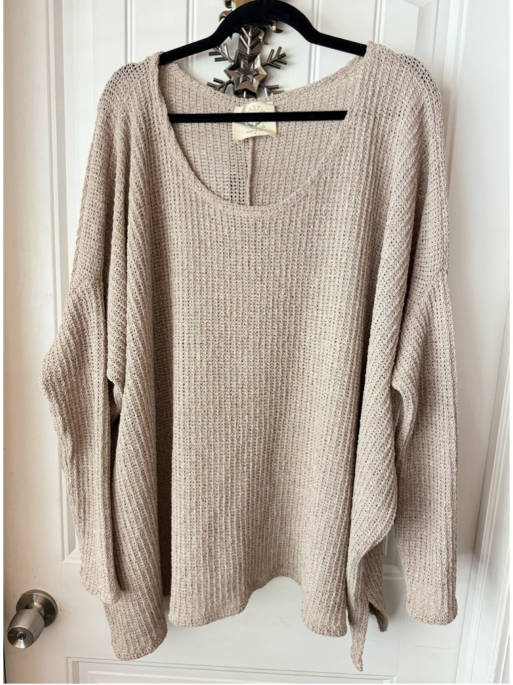 Fantastic Fawn Oversized Open Knit Poncho Sweater Top Large Boho Made in USA
